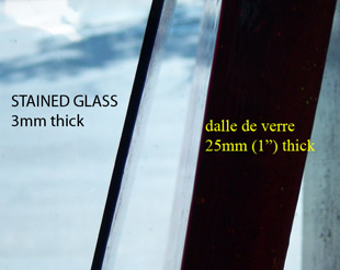 Thickness of stained glass versus dalle de verre